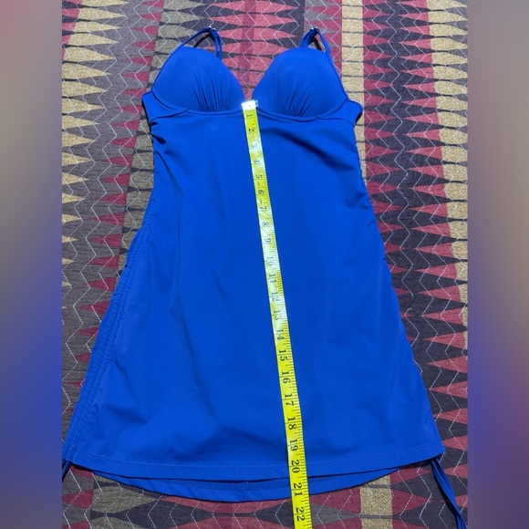 Spanx Love Your Assets Padded Push Up Swim Dress Swimsuit Small Blue Slim - Picture 8 of 15